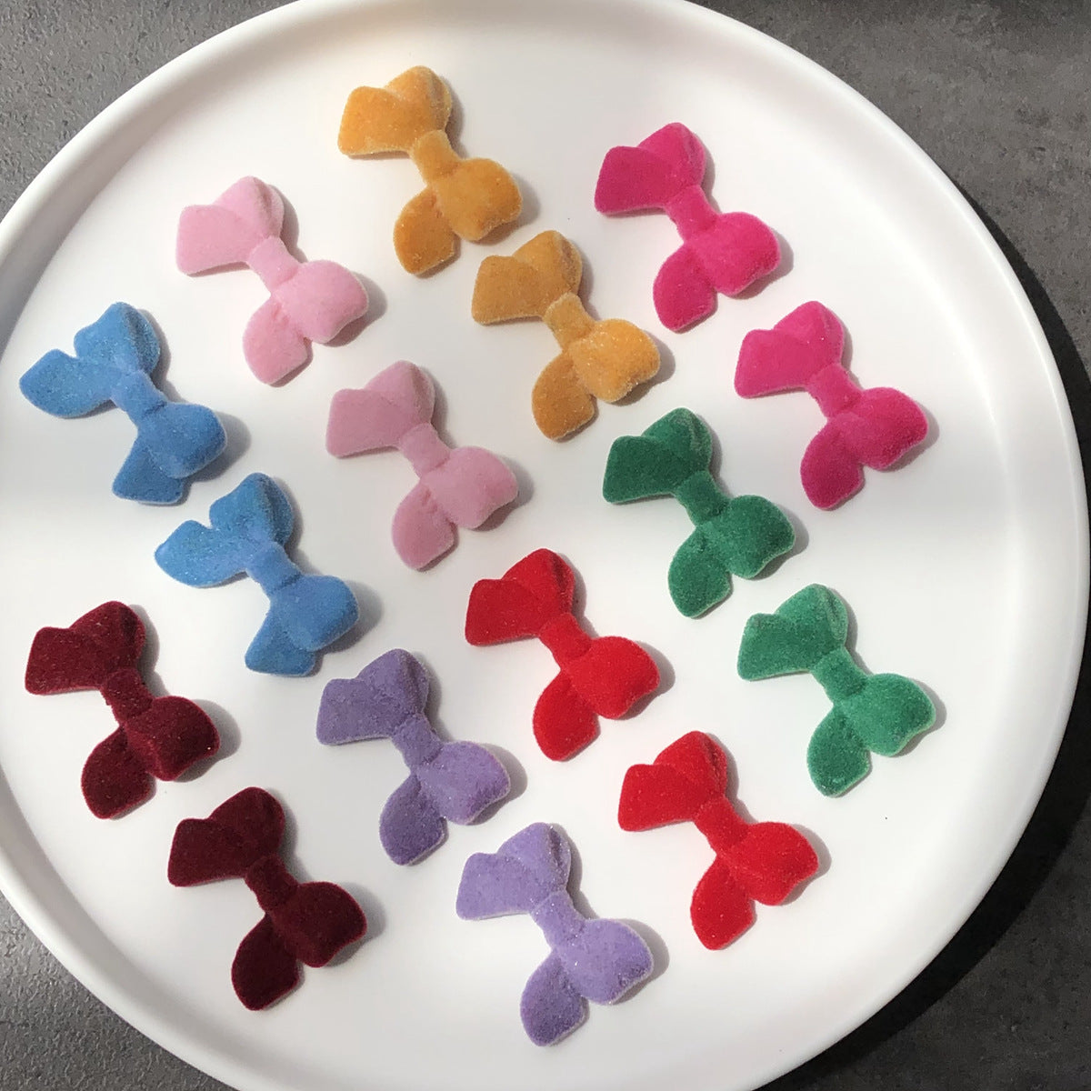 Wholesale 10PCS Flocking Bow Accessories Beads